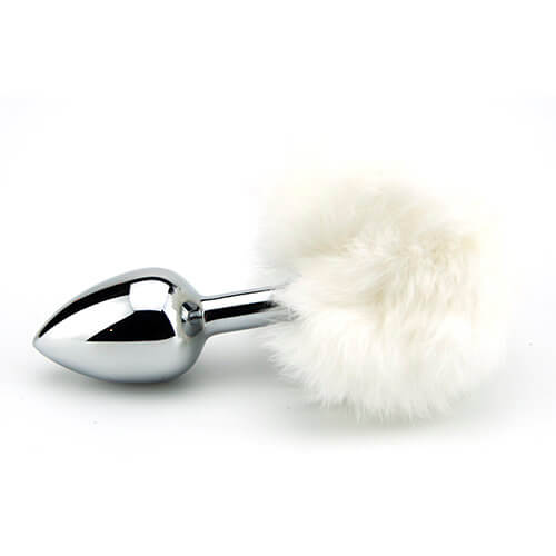 Furry Fantasy Bunny Tail – Small Teardrop Metal Butt Plug