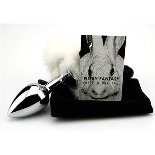 Furry Fantasy Bunny Tail – Small Teardrop Metal Butt Plug