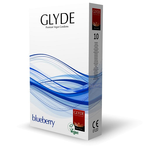 Glyde Ultra Blueberry (Blue) – Vegan Lubricated Condoms 10 Pack