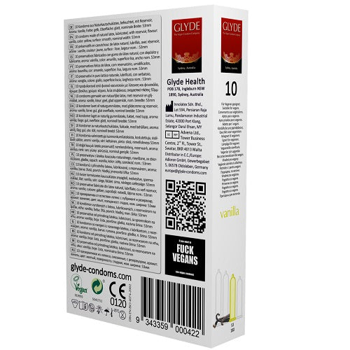 Glyde Ultra (Vanilla) – Vegan Flavored Condoms 10 Pack