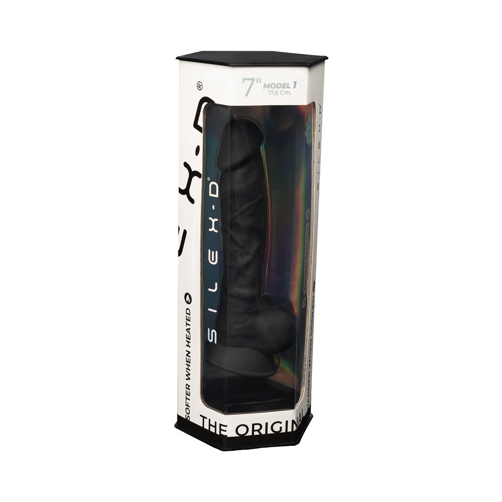Silexd 7 Inch Model 1 Black - Dildo with Balls