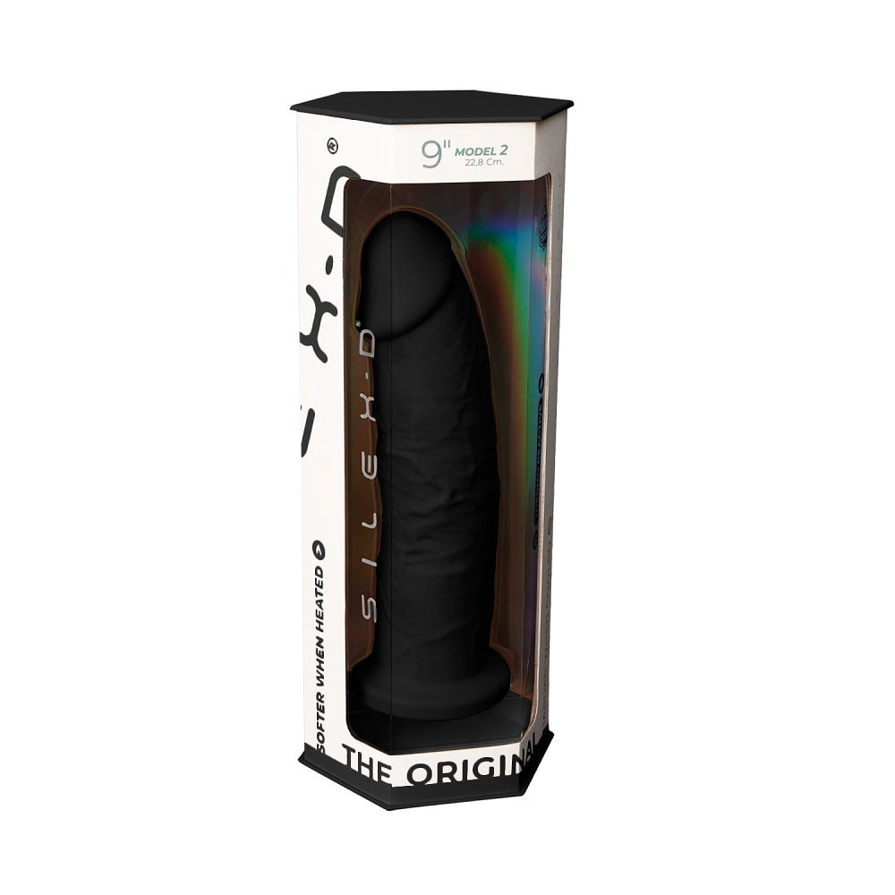 Silexd 9 Inch Model 2 Black Premium Silicone Dildo Dual Density Dildo