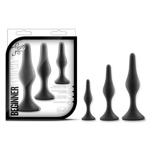 Luxe Beginner Plug Kit (Black) – Three Graduated Sizes Anal Plug Set