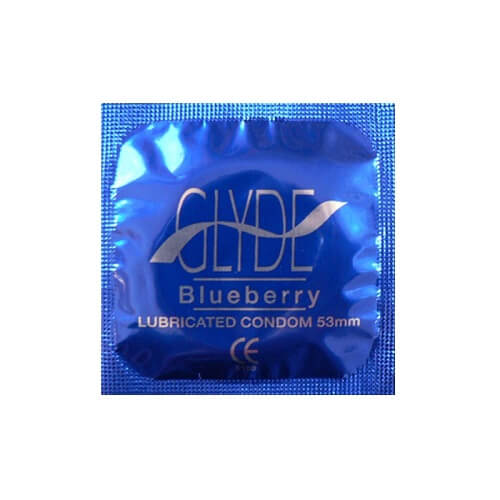 Glyde Ultra Blueberry Flavor (Violet) – Vegan Lubricated Condoms 180mm Length 53mm Width 100 Pack