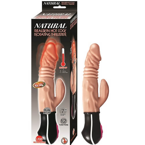 Realistic Warming and Thrusting Vibrator – Dual Motor 9.5 Inch Dildo