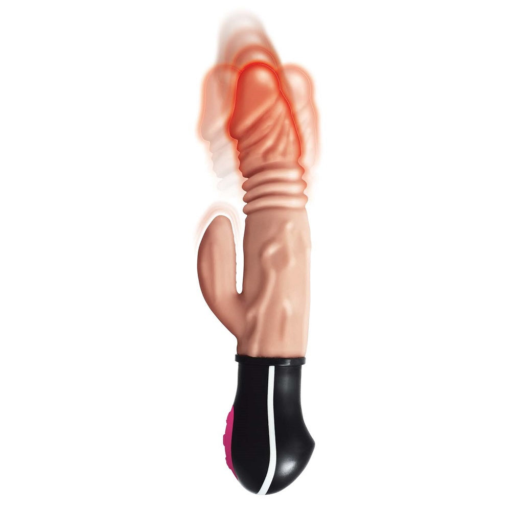 Realistic Warming and Thrusting Vibrator – Dual Motor 9.5 Inch Dildo