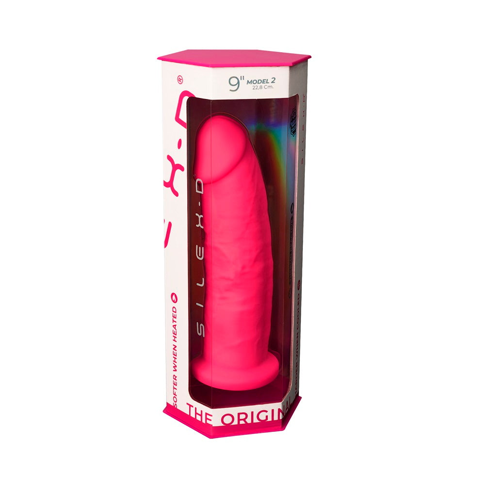 Silexd 9 Inch Model 2 Pink Premium Silicone Dildo Dual Density