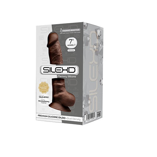 Silexd 7 Inch Model 1 Brown Premium Silicone Dildo with Dual Density Filling