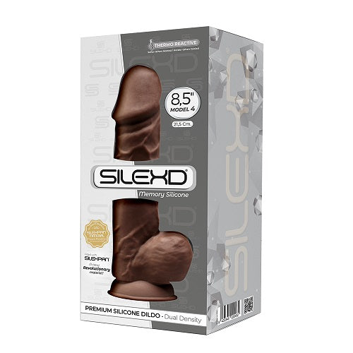 Silexd 8.5 Inch Brown Realistic Dual Density Silicone Dildo with Suction Cup Base