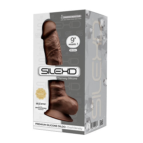 Silexd 9 Inch Brown Premium Silicone Dildo Dual Density