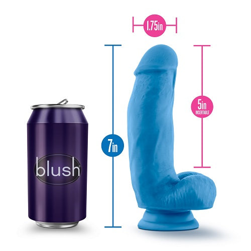 Neo Elite 7 Inch Silicone Dual Density Cock With Balls Neon Blue