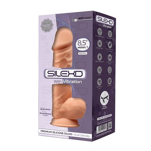 Silexd 8.5 Inch Model 1 Flesh Motor Premium Silicone Dildo with Vibration and Suction Cup