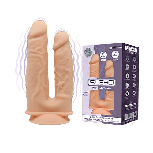 Silexd Model 1 Double Penetration Flesh Silicone Dildo (8 Inch and 7 Inch)
