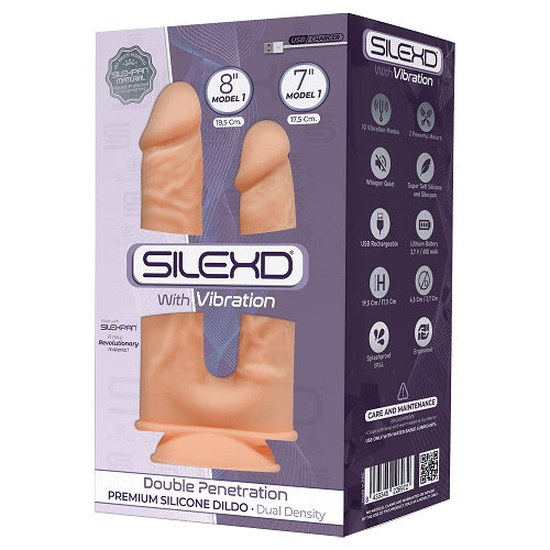 Silexd Model 1 Double Penetration Flesh Silicone Dildo (8 Inch and 7 Inch)