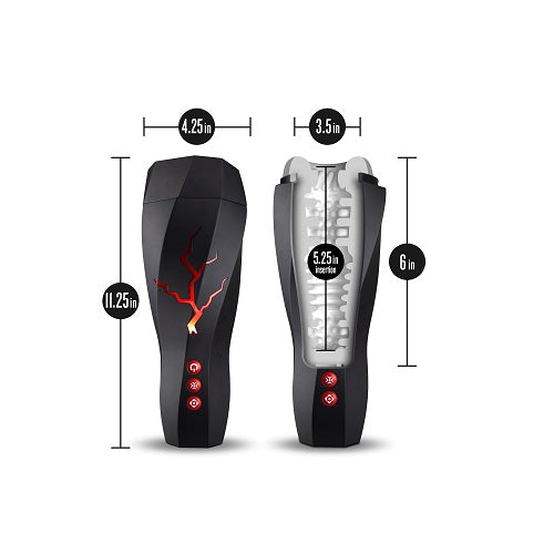 M for Men Storm (White) – Ribbed Masturbator Cup Vibrator with 7 Vibration Functions and Suction