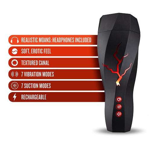 M for Men Storm (White) – Ribbed Masturbator Cup Vibrator with 7 Vibration Functions and Suction