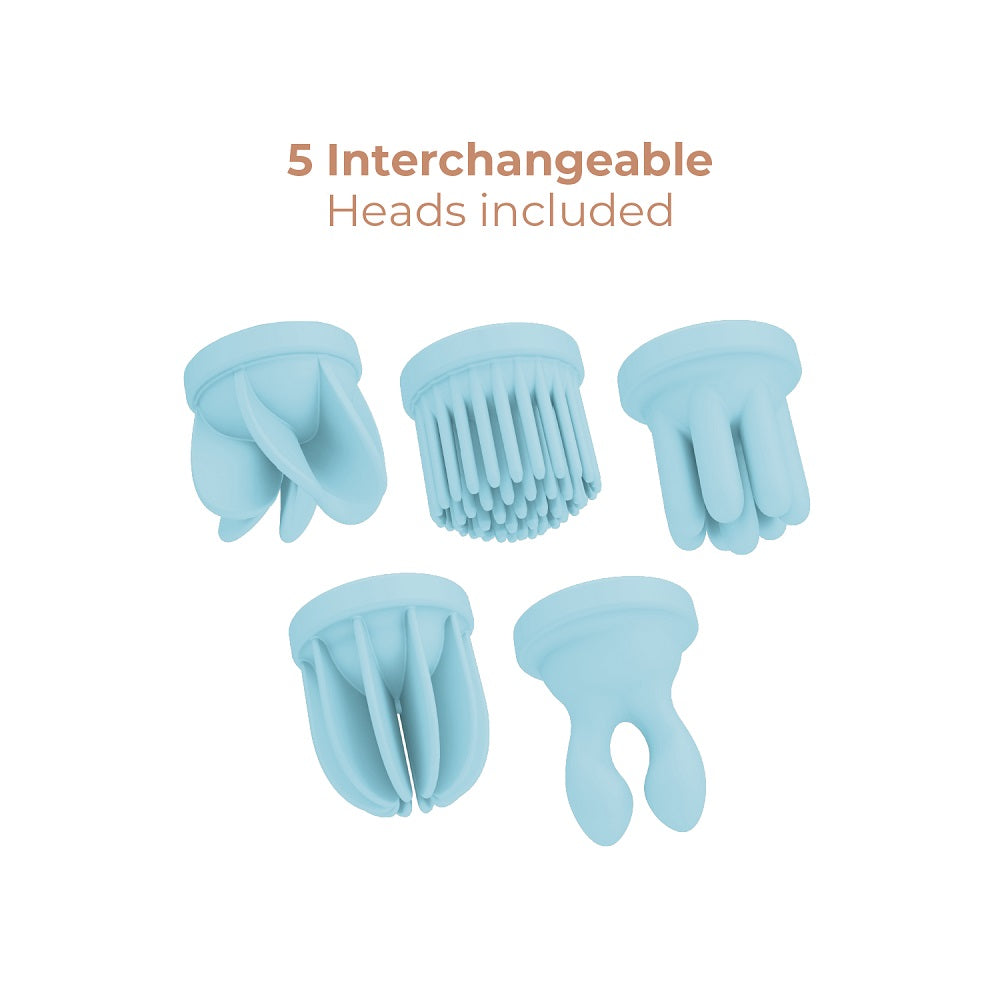Adrien Lastic Caress Blue Rotating Massager with 5 Interchangeable Heads