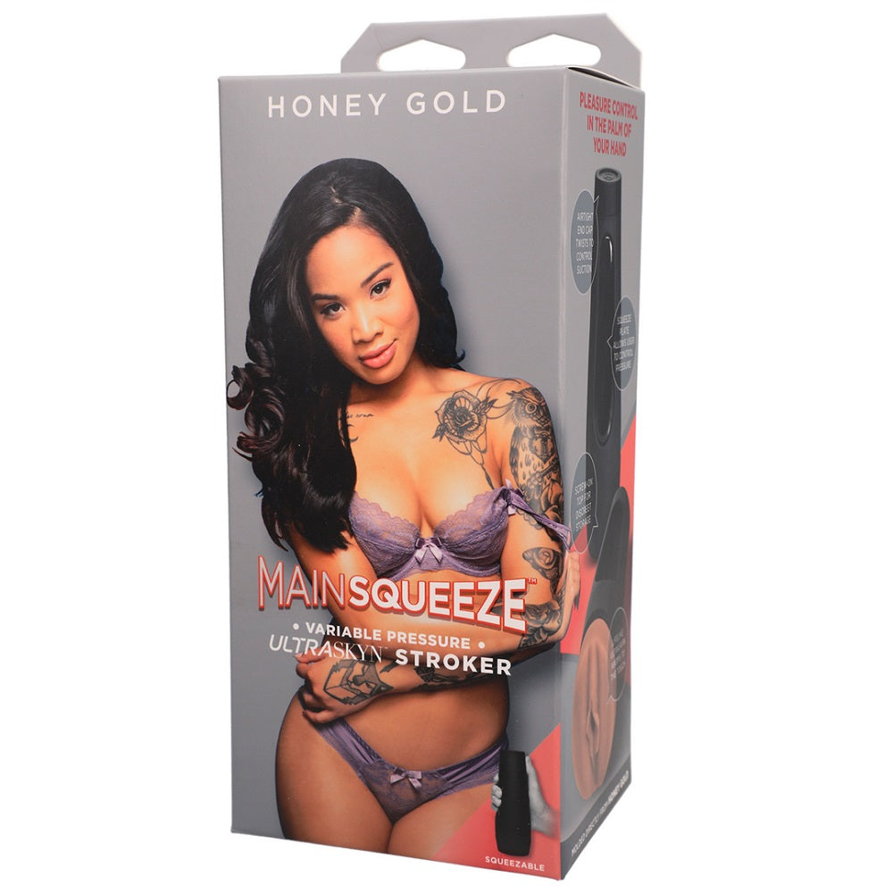 Main Squeeze Honey Gold Ultraskyn Stroker Pussy With Variable Pressure and Textured Interior
