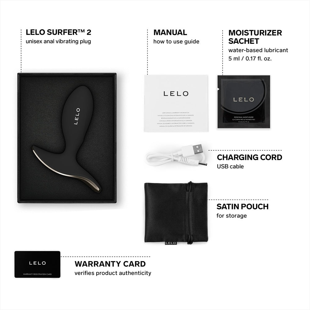 Lelo Surfer 2 – Remote-Controlled Unisex Anal Vibrating Plug - Black