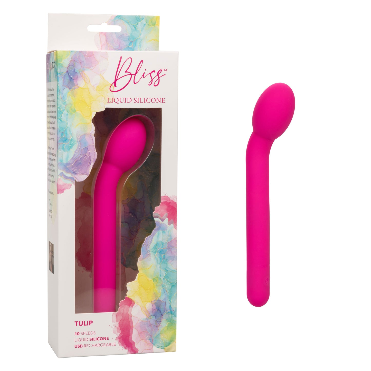 Bliss Liquid Silicone Tulip Vibrator in Pink with 10 Speeds and Rechargeable