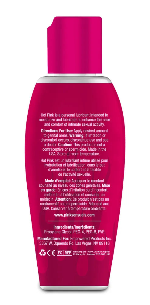 Hot Pink Warming Lubricant for Women – 2.8 Oz Water-Based Lubricant