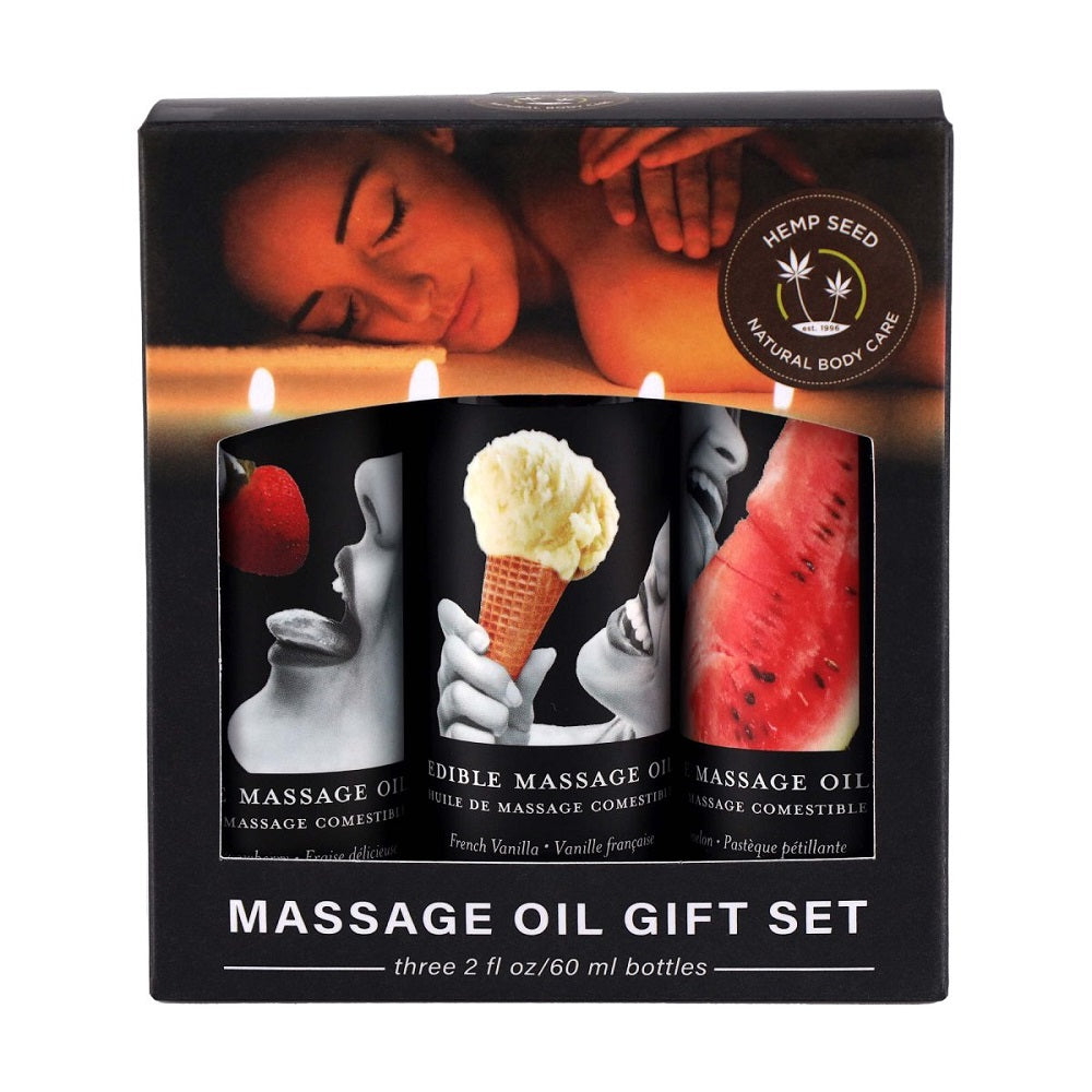 Edible Massage Oil Gift Set with Strawberry Vanilla Flavors
