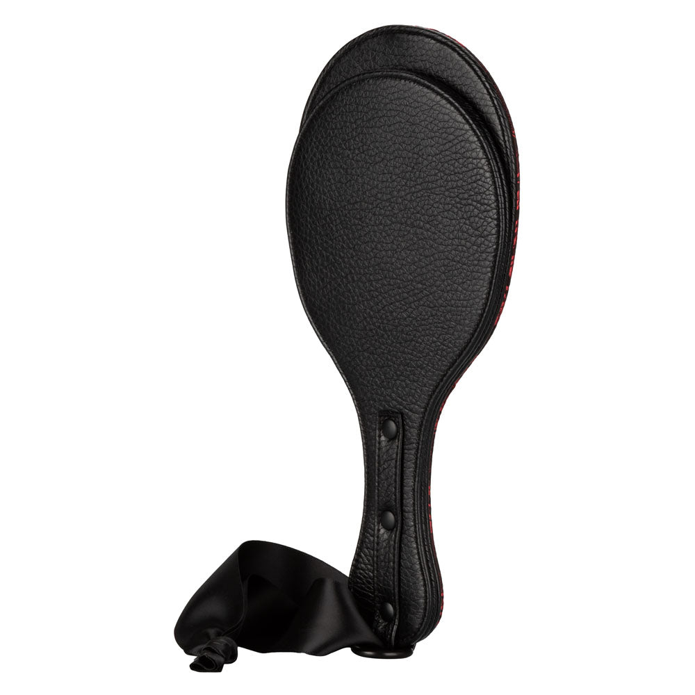 Scandal Round Double Paddle Red and Black Plush Dual Layer Paddle