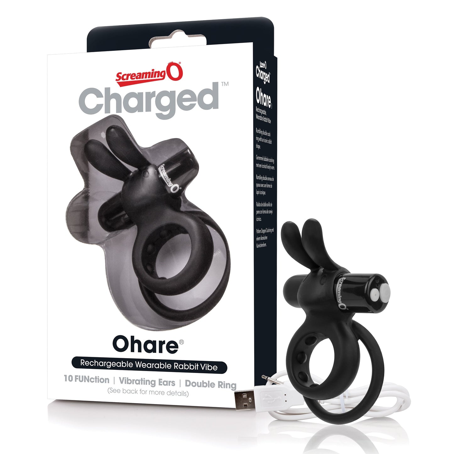 Charged Ohare – Rechargeable Double Cock Ring Rabbit Vibrator