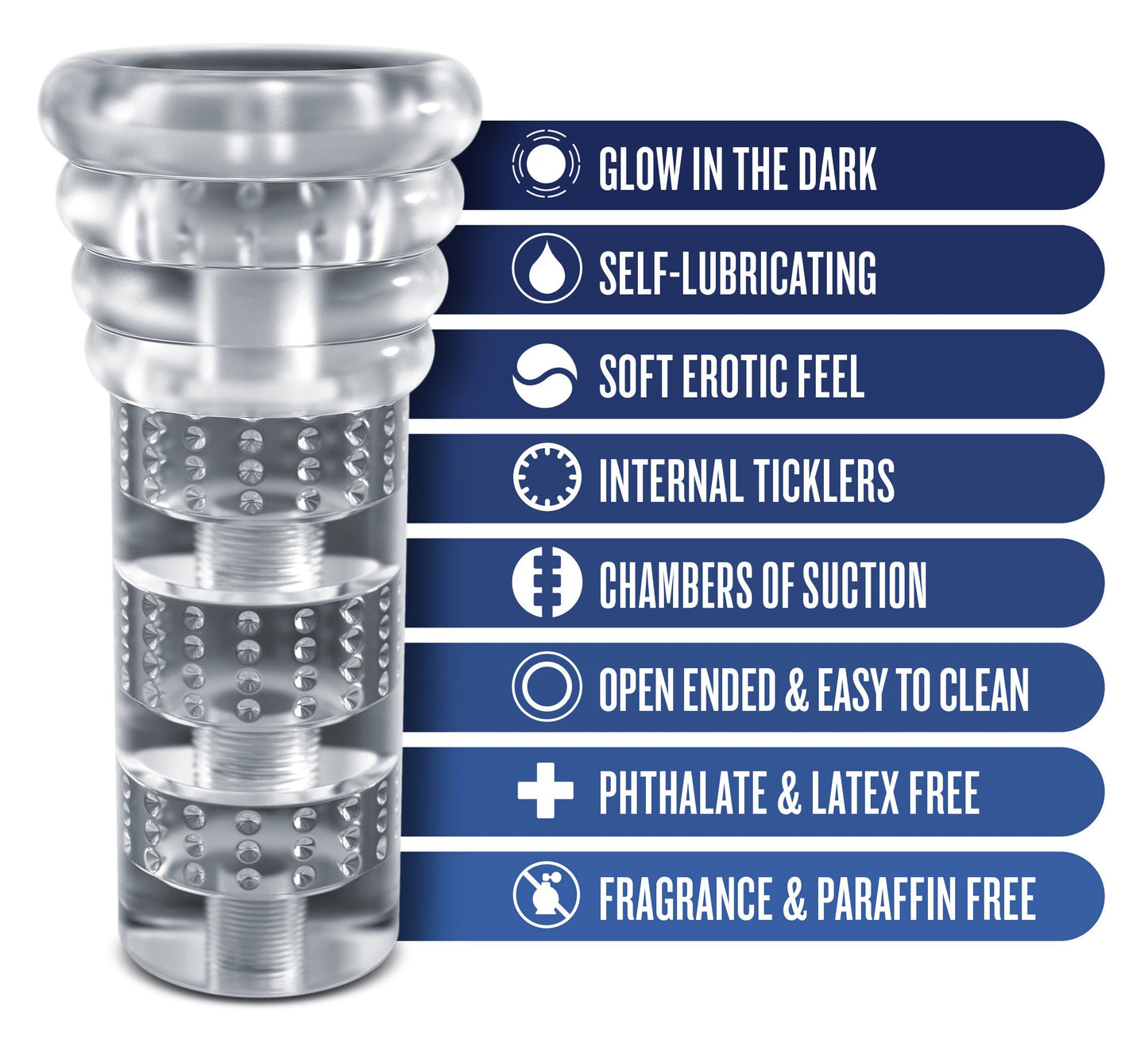 Rize Luz Clear Glow in the Dark Self-Lubricating Stroker