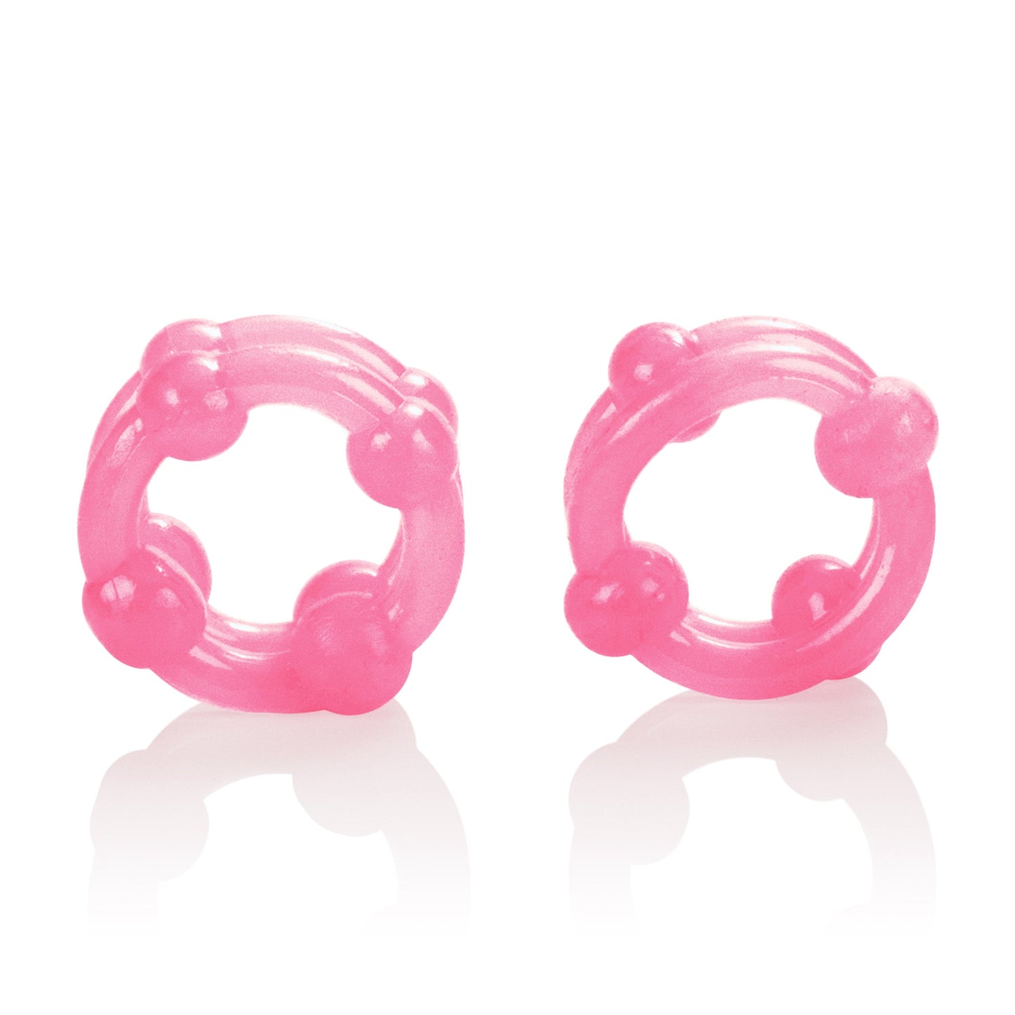 Island Rings Double Stacker Pink Glow in the Dark Stretchy TPE Cock Rings 0.75 Inch 2cm