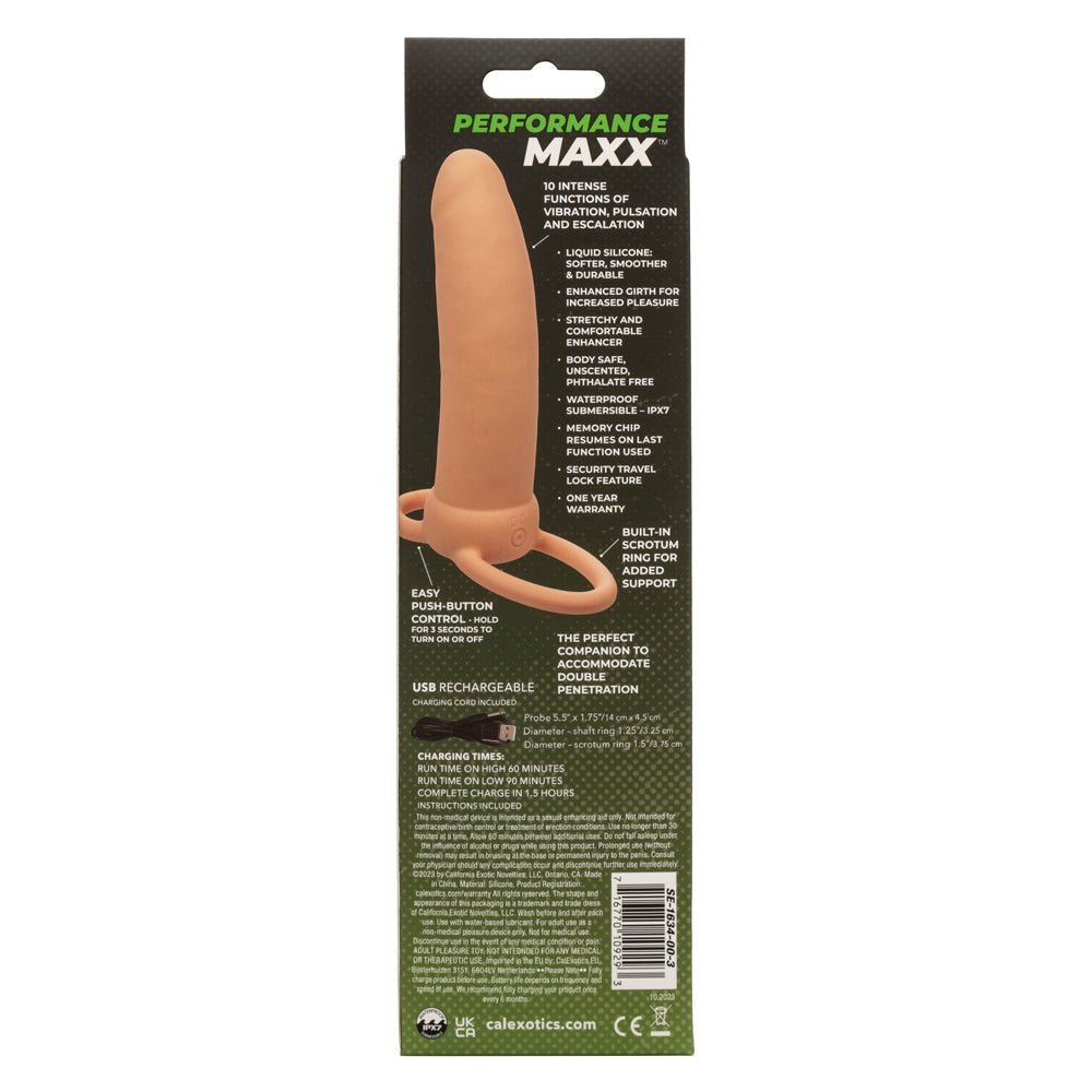 Performance Maxx Thick Dual Penetrator 5 Inch Ivory Liquid Silicone Waterproof Dual Vibrator with Scrotum Ring Rechargeable