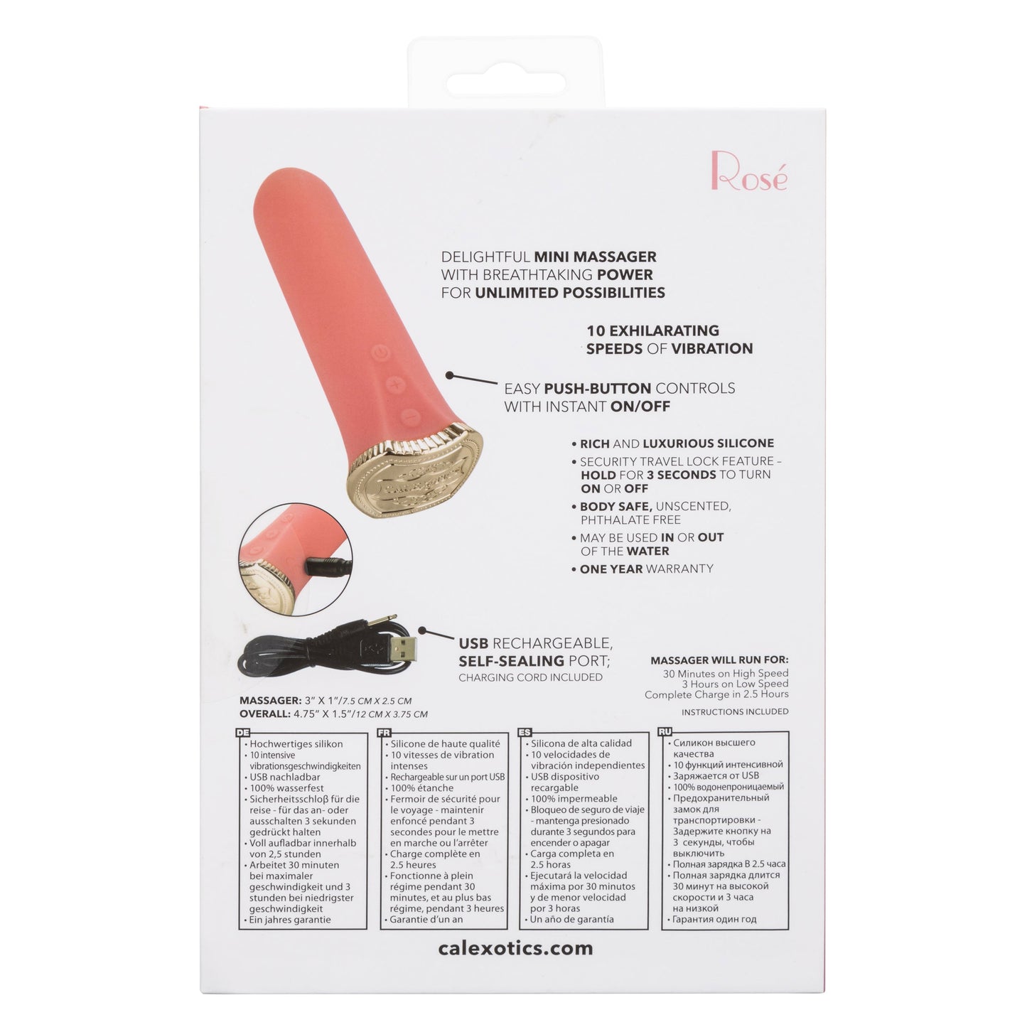 Uncorked Rosé Mini Silicone Vibrator 3 Inch Pink Massager with 10 Speeds