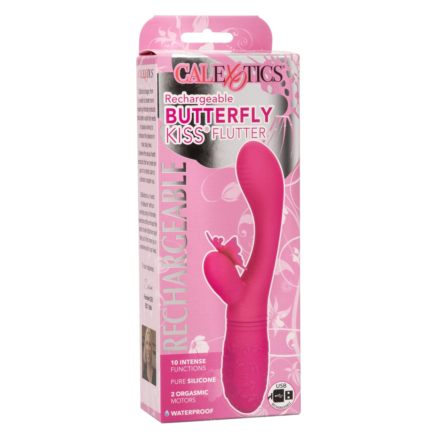 Butterfly Kiss Flutter Vibrator in Pink with 10 Vibration Functions and Dual Motors
