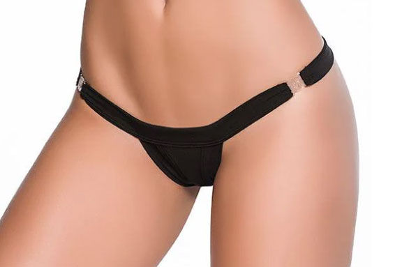 Low V Clip-On Thong (Black) – Medium/Large Lingerie
