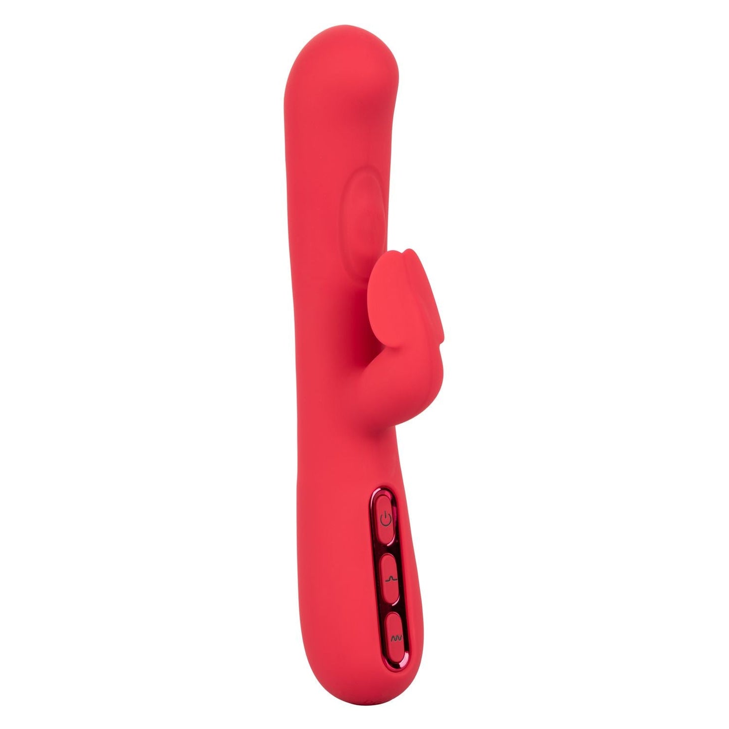 Throb Flutter Red Dual Stimulator Massager with 2x Thumping Action and 7 Vibration Functions, Silicone Waterproof Vibrator
