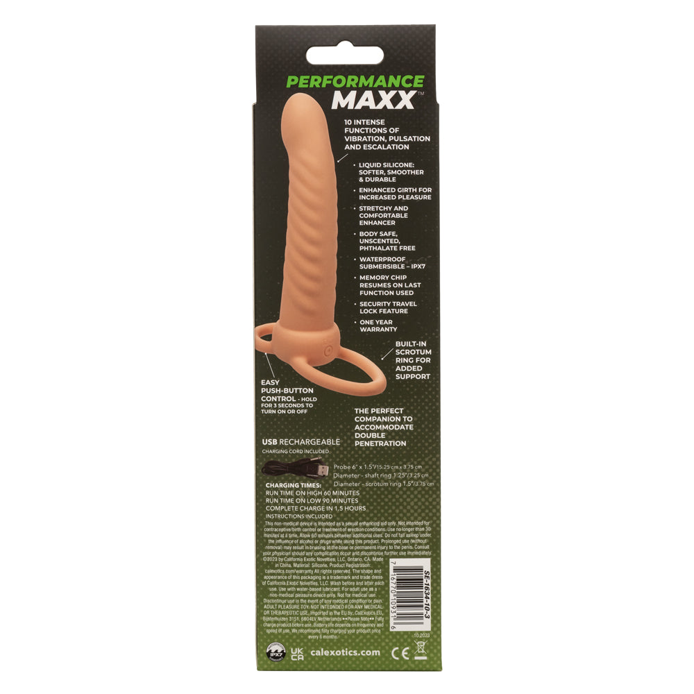 Performance Maxx Ribbed Dual Penetrator Liquid Silicone Waterproof Vibrating Probe