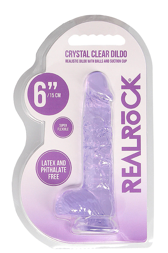 REALROCK 6'' Realistic Dildo With Balls - 15.2 cm Dong, Purple