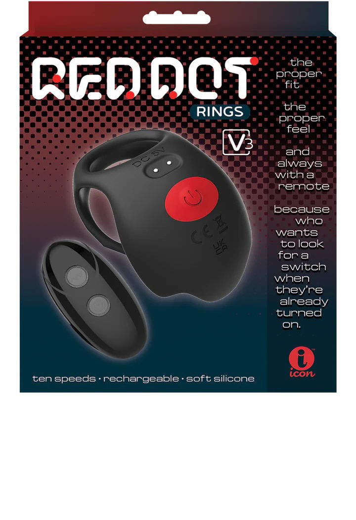 Red Dot V3 (Black/Red) – Remote-Controlled Vibrating Cock Ring