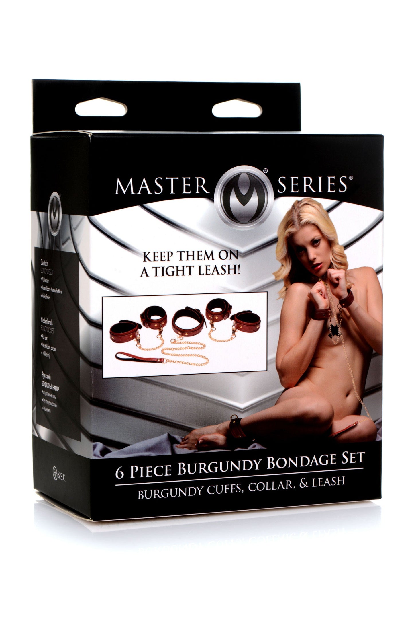 6 Piece Bondage Set – Vegan PU Leather Restraints and Cuffs Kit