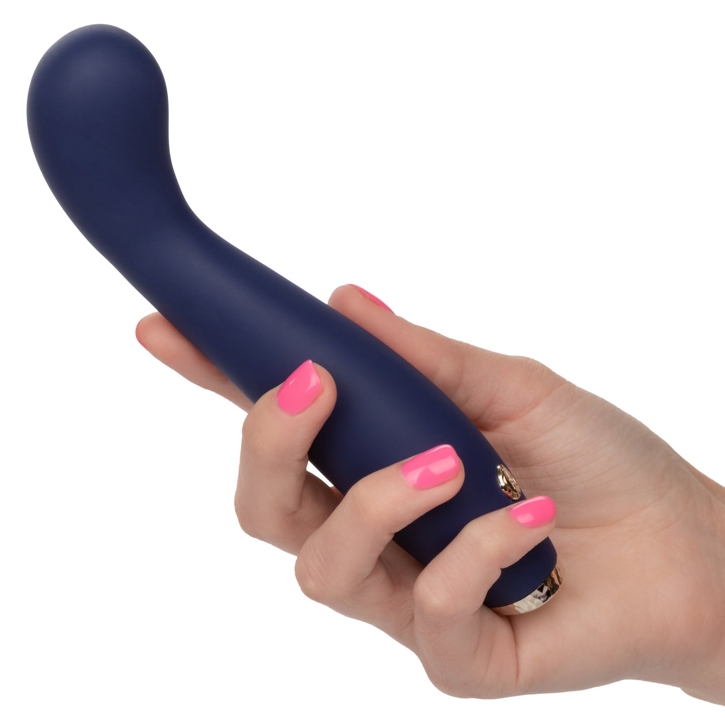 Chic Peony Flexible G-Wand Vibrator with Dual Motors, 10 Speeds, Navy Blue Silicone and Gold Accents