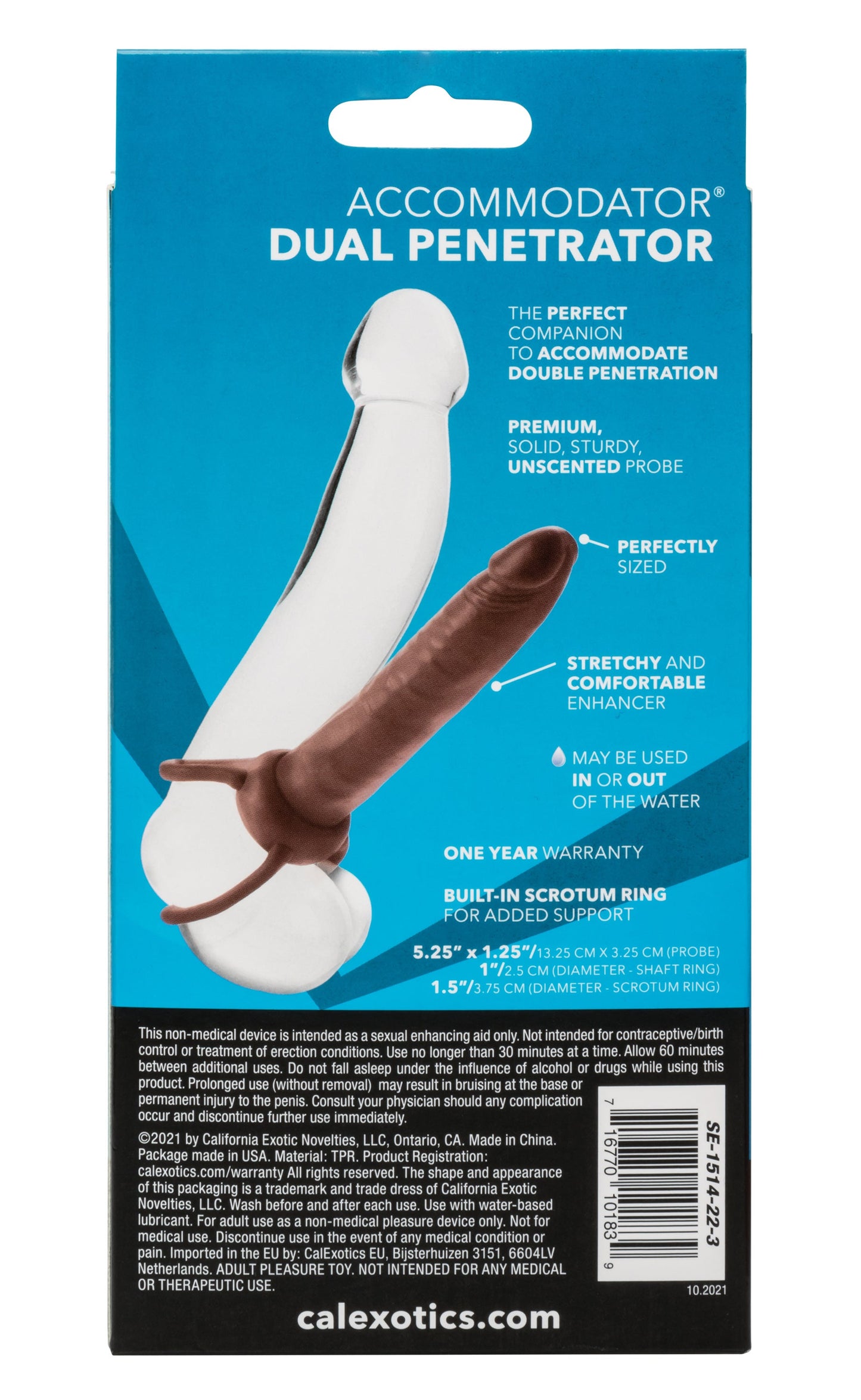Accommodator Dual Penetrator Brown Anal Dildo with Dual Ring Design