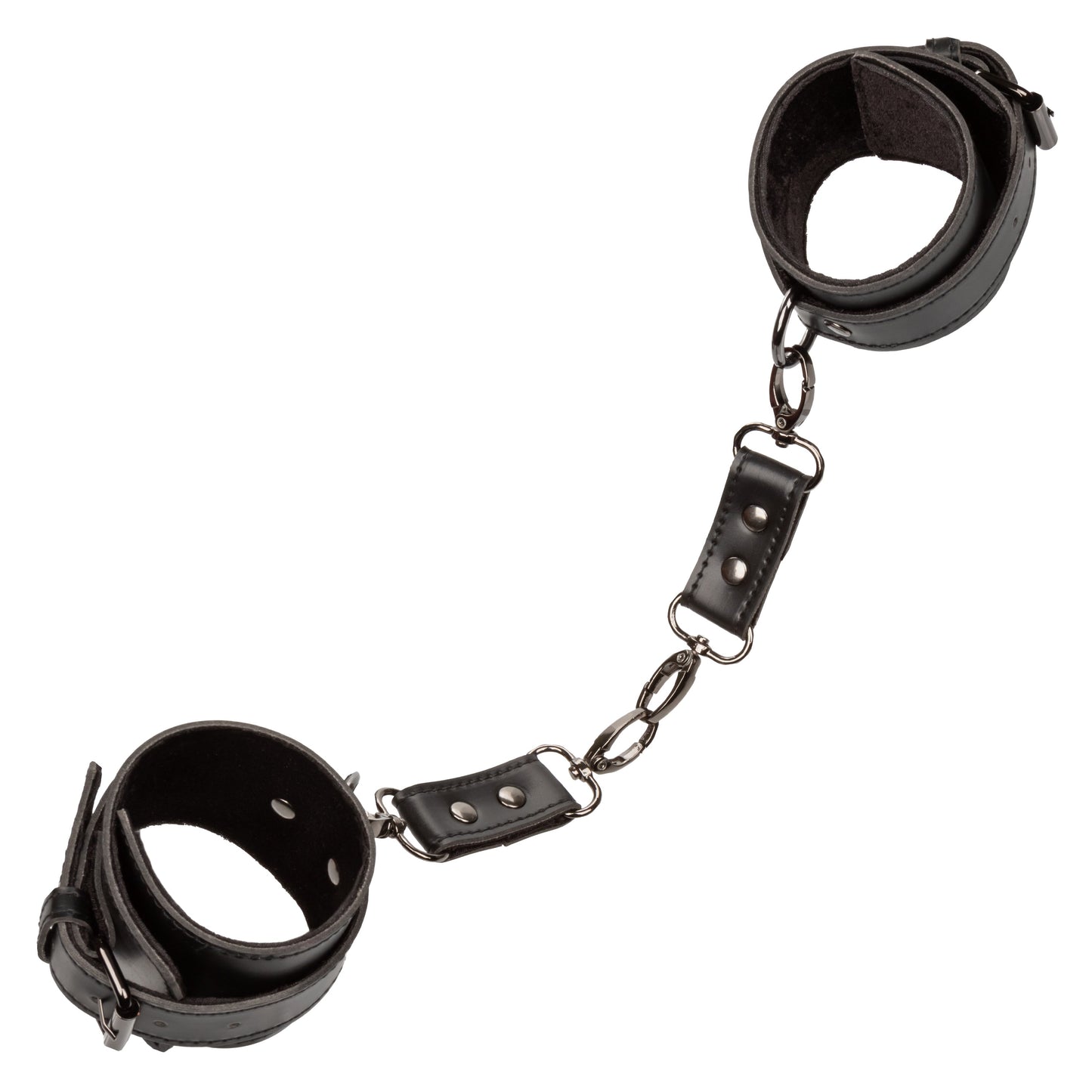 Euphoria Collection Black Adjustable Hand Cuffs with Velvet Interior and Vegan Leather Exterior