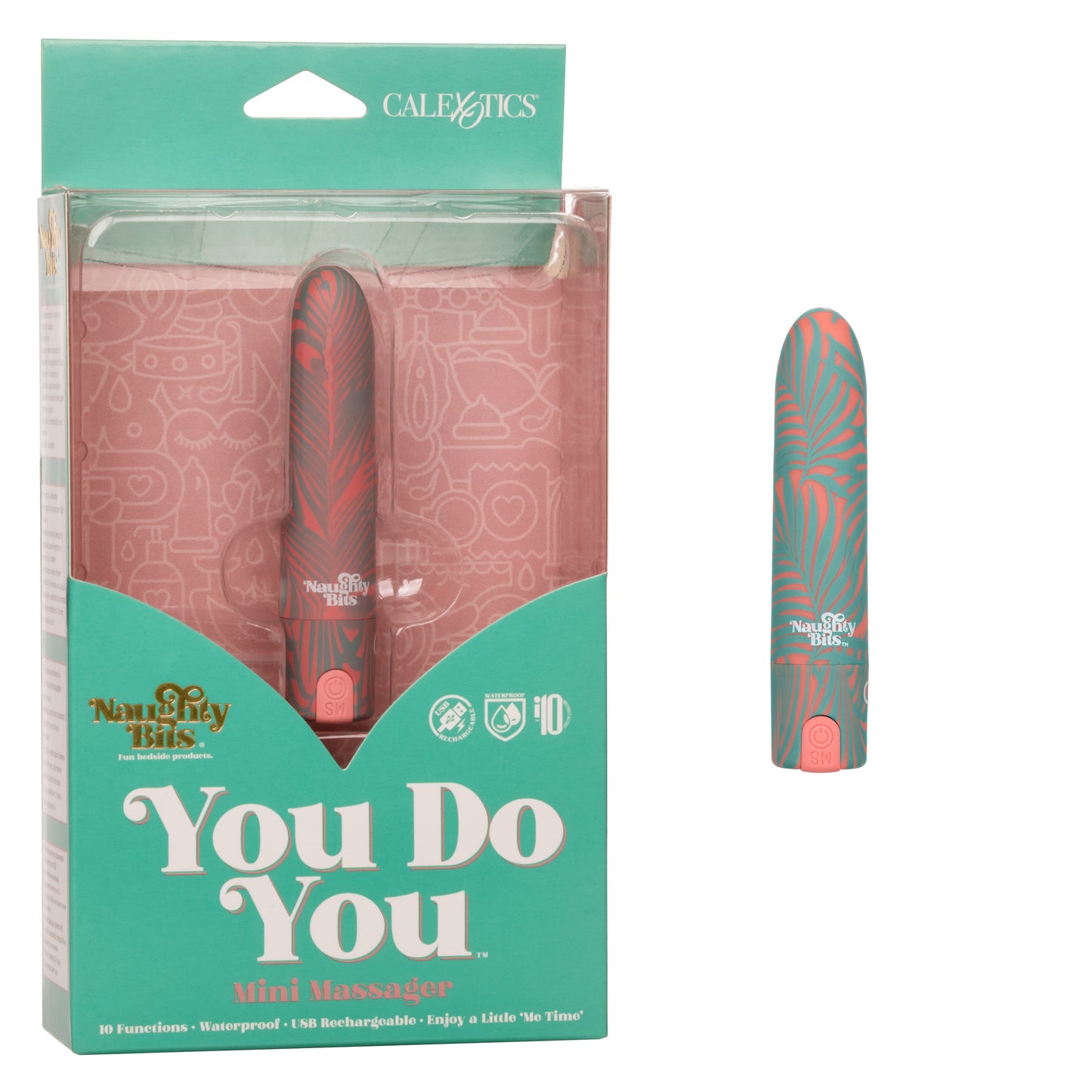 Naughty Bits You Do You Mini Massager 3-Inch Silicone Bullet with Floral Pattern and 10 Vibration Functions