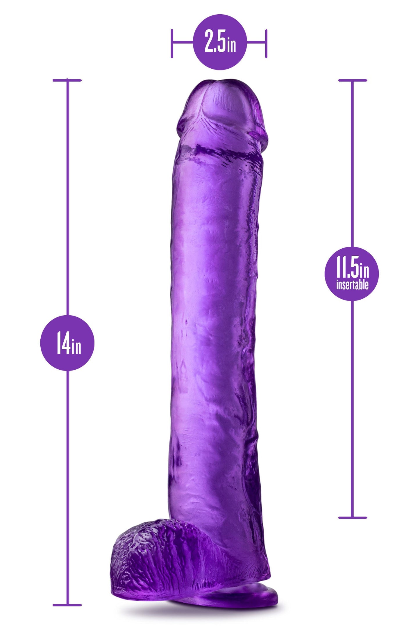 B Yours Plus Hefty N Hung (Purple) – 11.5" Insertable Realistic Dildo with Suction Cup Base