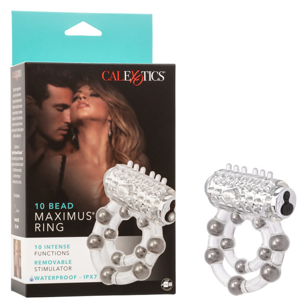 Maximus Waterproof Enhancement Ring with 10 Stroker Beads – Cock Ring