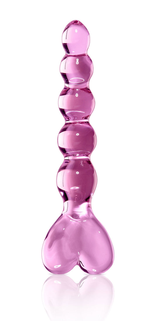 Icicles Pink Glass Massager with Heart Handle