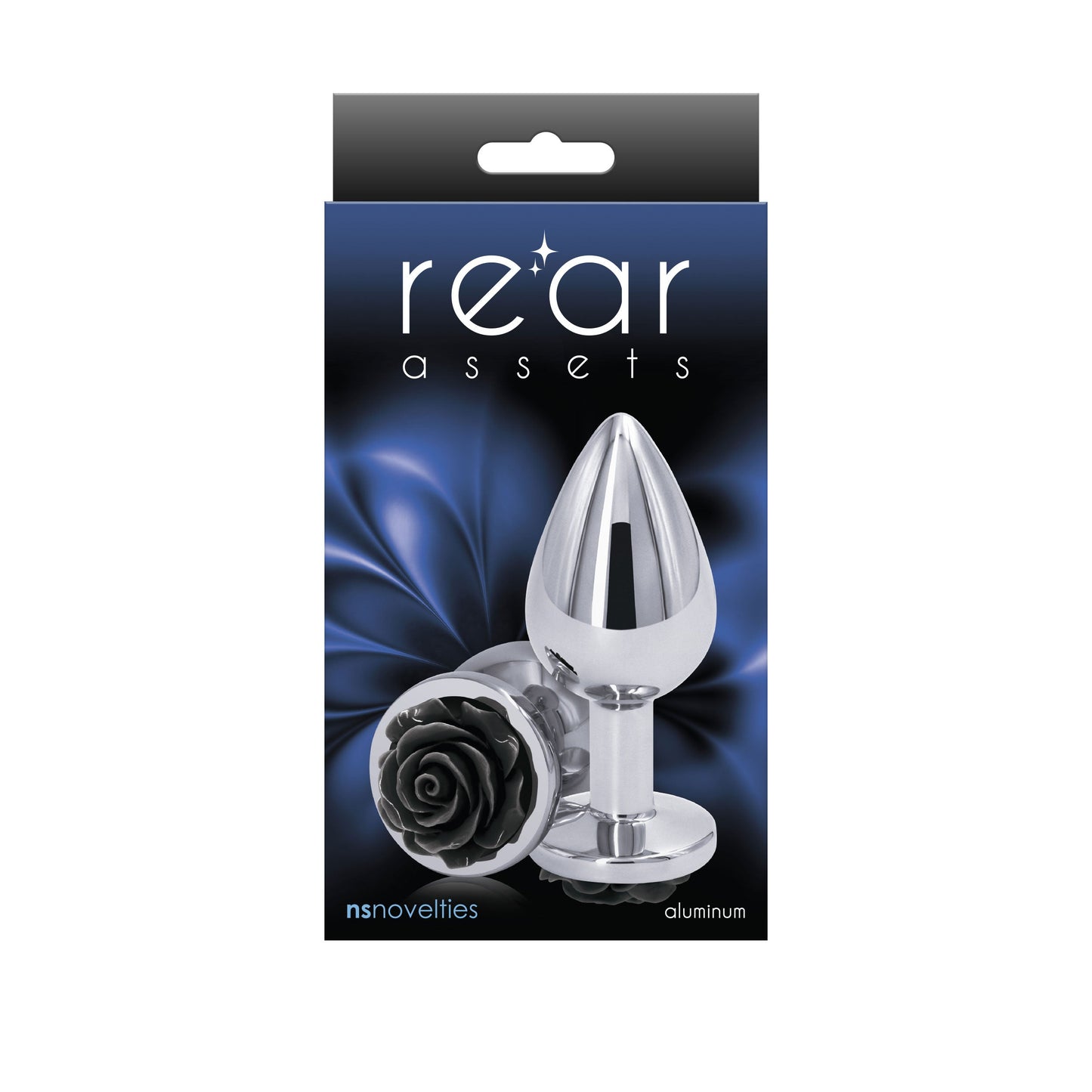 Rear Assets Rose Medium 8.9 cm Metal Butt Plug Black Rose Base