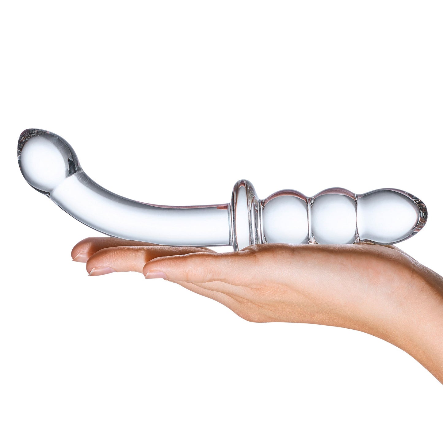Glas 8 Inch Ribbed G-Spot Double-Ended Glass Dildo