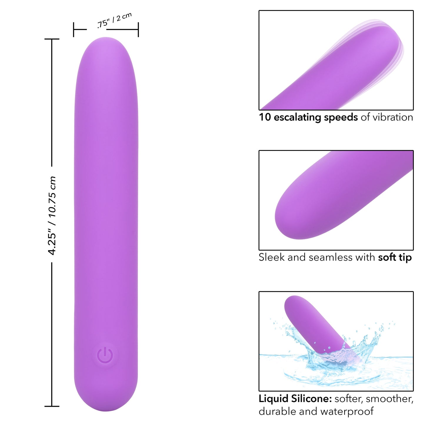 Bliss Liquid Silicone Mini Vibe Purple 10-Speed 4-Inch Vibrator