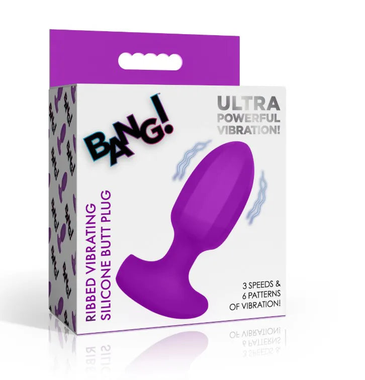 Bang! Ribbed Vibrating Silicone Butt Plug – Rechargeable Anal Vibrator